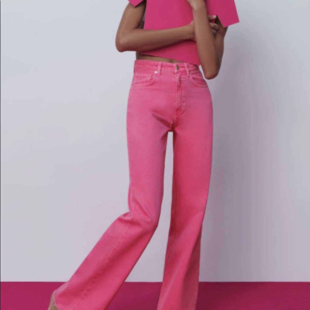 Zara Pink Straight Leg Jeans